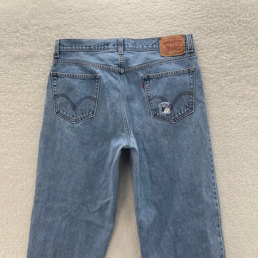 VTG Levis 560 Jeans Mens 36x34 Blue Comfort Loose Tapered Denim Y2K Grunge Baggy
